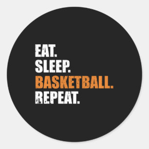 Essen Schlaf Basketball Wiederholung Hoodie Runder Aufkleber