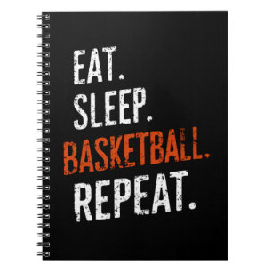 Essen Schlaf Basketball Wiederholung Retro Vintage Notizblock