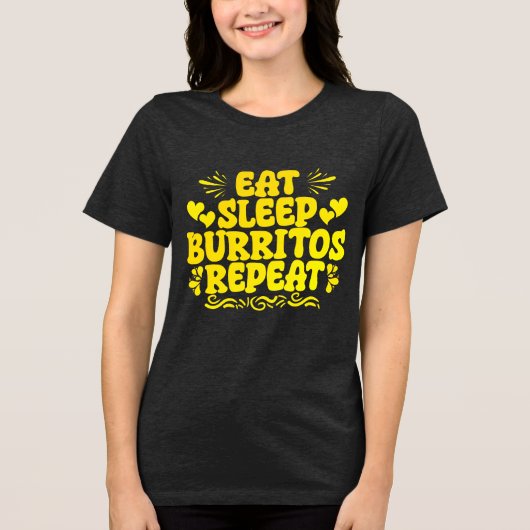Essen Schlaf Burrito wiederholen Tri-Blend Shirt (Vorderseite)