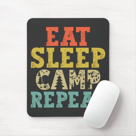 Essen Schlaf Camp Wiederholung Camping Lover Mousepad (Mit Mouse)