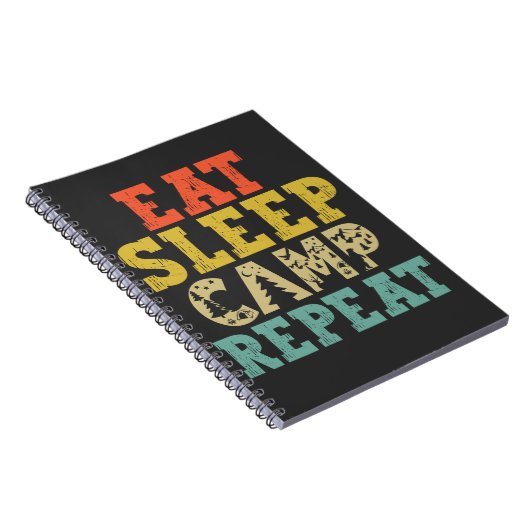 Essen Schlaf Camp Wiederholung Camping Lover Notizblock (Rechte Seite)