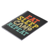 Essen Schlaf Camp Wiederholung Camping Lover Notizblock (Linke Seite)