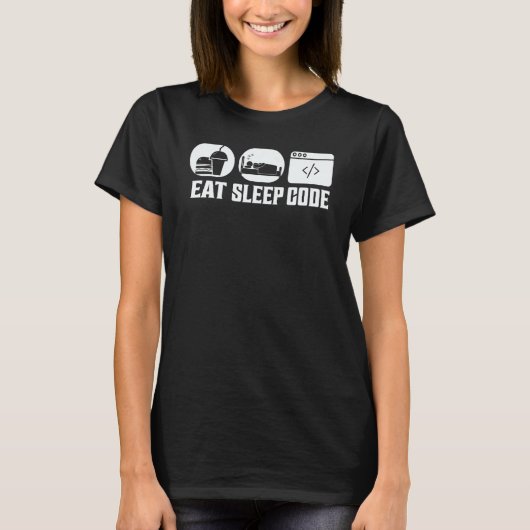 Essen Schlaf Code Software Programmierung T-Shirt (Vorderseite)