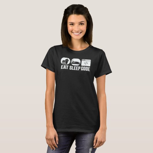 Essen Schlaf Code Software Programmierung T-Shirt (Vorne ganz)