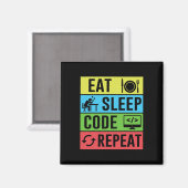 Essen Schlaf Code Wiederholen Lustig Programmieren Magnet (Vorderseite/Rückseite)