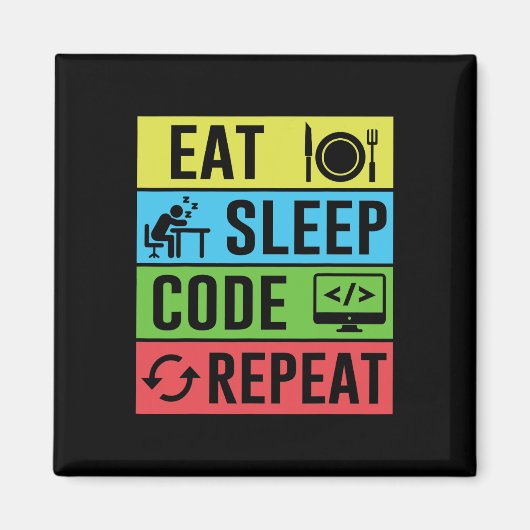 Essen Schlaf Code Wiederholen Lustig Programmieren Magnet (Vorne)
