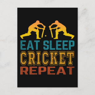 Essen Schlaf Cricket Wiederholen Postkarte