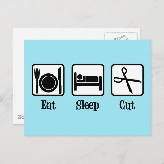 Essen Schlaf Cut Funny Hair Stylist Postkarte (Vorne/Hinten)