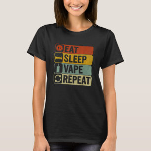 Essen Schlaf Dampfen Wiederholung Retro 60er 70er T-Shirt