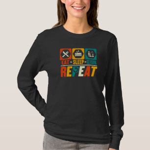 Essen Schlaf Eisangeln Wiederholen Eisfischer Fi T-Shirt