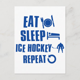 Essen Schlaf Eishockey Postkarte