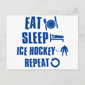 Essen Schlaf Eishockey Postkarte