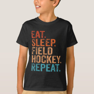Essen Schlaf Feldhockey Wiederholen Lustig Vintage T-Shirt
