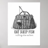 Essen Schlaf Fisch Vintag Tackbox Poster (Vorne)