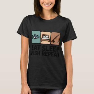 Essen Schlaf Fisch Wiederholen T-Shirt