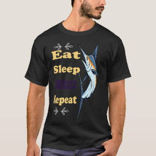 Essen Schlaf Fisch Wiederholen Vintage-Angler-Abze T-Shirt