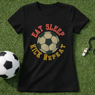 Essen Schlaf Fußball Treten Wiederholen Vintage Gr T-Shirt