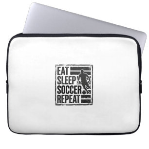 Essen Schlaf Fußball Wiederholen Vintage Spieler S Laptopschutzhülle