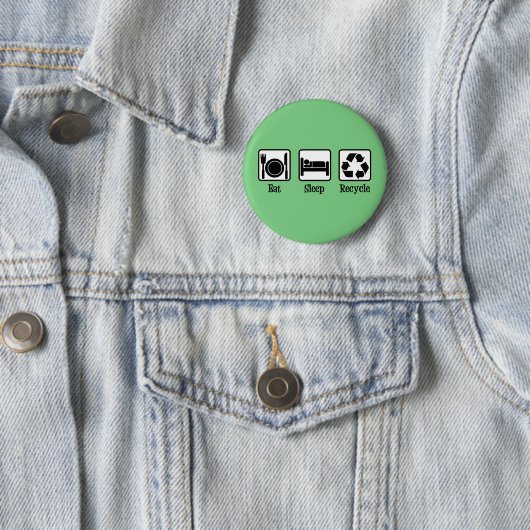 Essen Schlaf Gerecycelt Niedlich Grün Recycelnd Um Button (Beispiel)