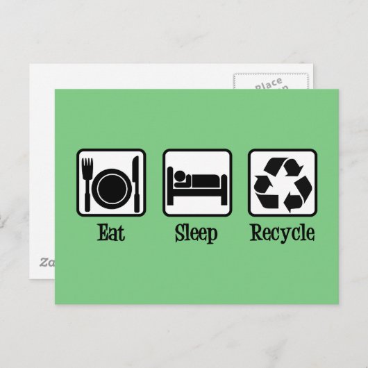 Essen Schlaf Gerecycelt Niedlich Grün Recycelnd Um Postkarte (Vorne/Hinten)