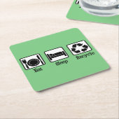 Essen Schlaf Gerecycelt Niedlich Grün Recycelnd Um Rechteckiger Pappuntersetzer (angewinkelt)