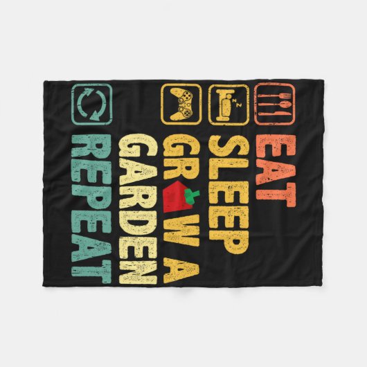 Essen Schlaf Ground Garten Wiederholen Funny Game  Fleecedecke (Vorderseite (Horizontal))