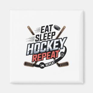 Essen Schlaf Hockey Wiederholen (2) Magnet
