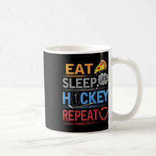Essen Schlaf Hockey Wiederholen Eis Boden Feld Str Kaffeetasse