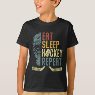 Essen Schlaf Hockey Wiederholen Kinder Erwachsene T-Shirt