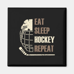 Essen Schlaf Hockey Wiederholen Lustige Maske Kleb Magnet