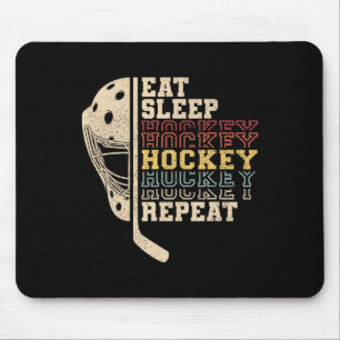Essen Schlaf Hockey Wiederholen Männer Jungen Kind Mousepad