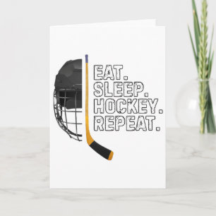 Essen Schlaf Hockey Wiederholen Shirt Lustig Cool Karte