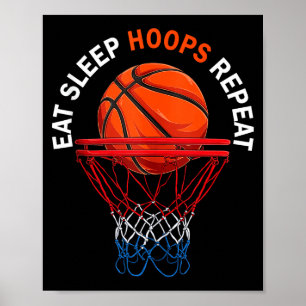 Essen Schlaf Hoops wiederholen Basketballfan Baske Poster