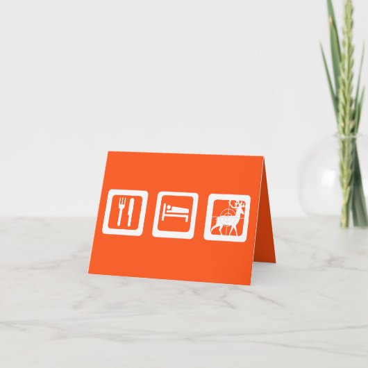 Essen Schlaf Hunt Orange und Weiß Karte (Vorderseite)