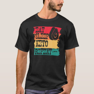 Essen Schlaf Keto Wiederholung Retro Vintag Style T-Shirt