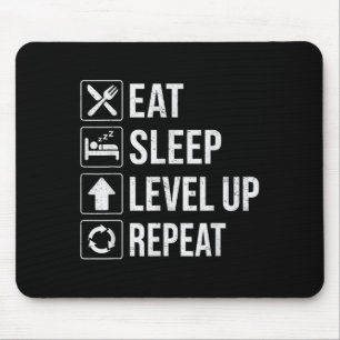 Essen Schlaf Level Up Wiederholen lustige Jungs Ki Mousepad