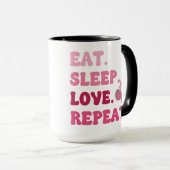 Essen Schlaf Liebe Wiederholung Valentinstag Kirch Tasse (VorderseiteRechts)