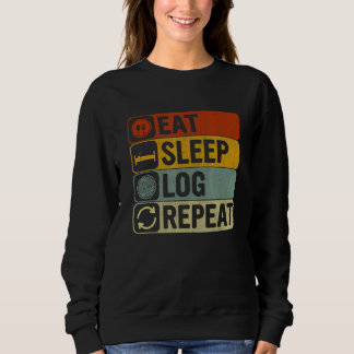 Essen Schlaf Logbuch Wiederholen Retro 60er 70er L Sweatshirt