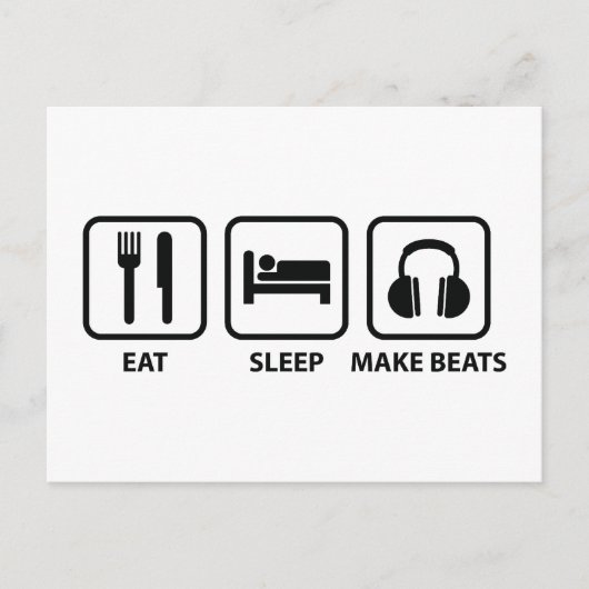 Essen Schlaf machen Beats Postkarte (Vorderseite)