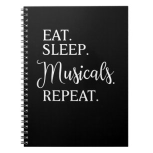 Essen Schlaf Musicals Wiederholung Broadway Darste Notizblock