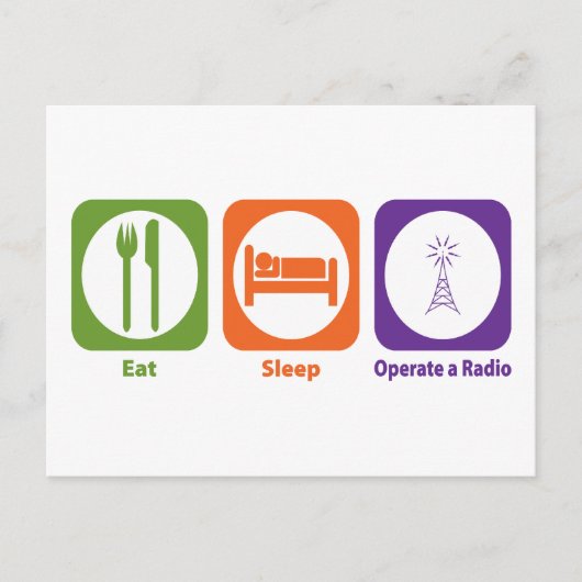 Essen Schlaf Operieren Sie ein Radio Postkarte (Vorderseite)