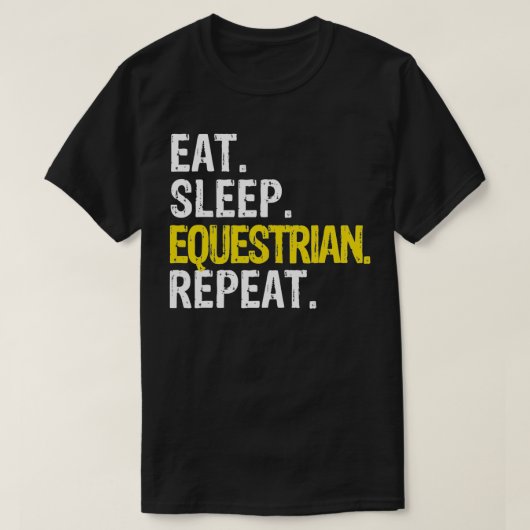 Essen Schlaf Reitpferde T-Shirt (Design vorne)