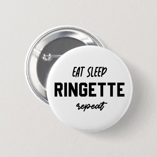 Essen Schlaf Ringette Wiederholung Ringette Player Button (Vorne & Hinten)