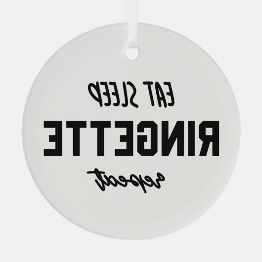 Essen Schlaf Ringette Wiederholung Ringette Player Ornament Aus Glas (Rückseite)
