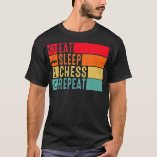 Essen Schlaf Schach Wiederholung Funny Retro Vinta T-Shirt