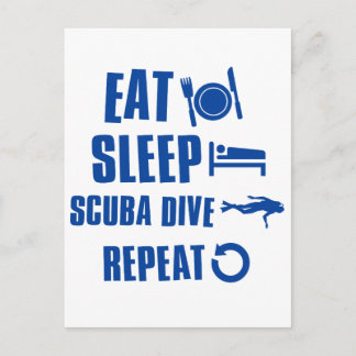 Essen Schlaf Scuba Dive Postkarte