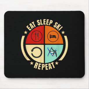 Essen Schlaf Ski wiederholen Vintage-Ski-Design Mousepad
