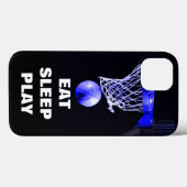 Essen Schlaf spielen Basketball Blau Schwarz Case-Mate iPhone Hülle (Rückseite (Horizontal))