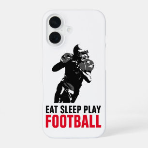 Essen Schlaf Spielen Schwarz-Weiß-Fußball Pop-Art iPhone 16 Hülle