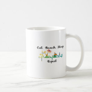 Essen Schlaf Strand Wiederholen Sommer Tropischer  Kaffeetasse